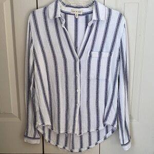Cloth & Stone Navy and White Striped Button Down Shirt